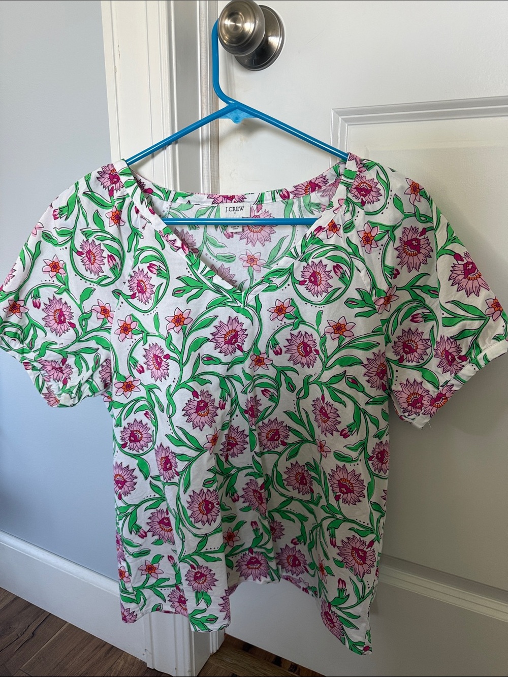 J. Crew White V-Neck floral blouse